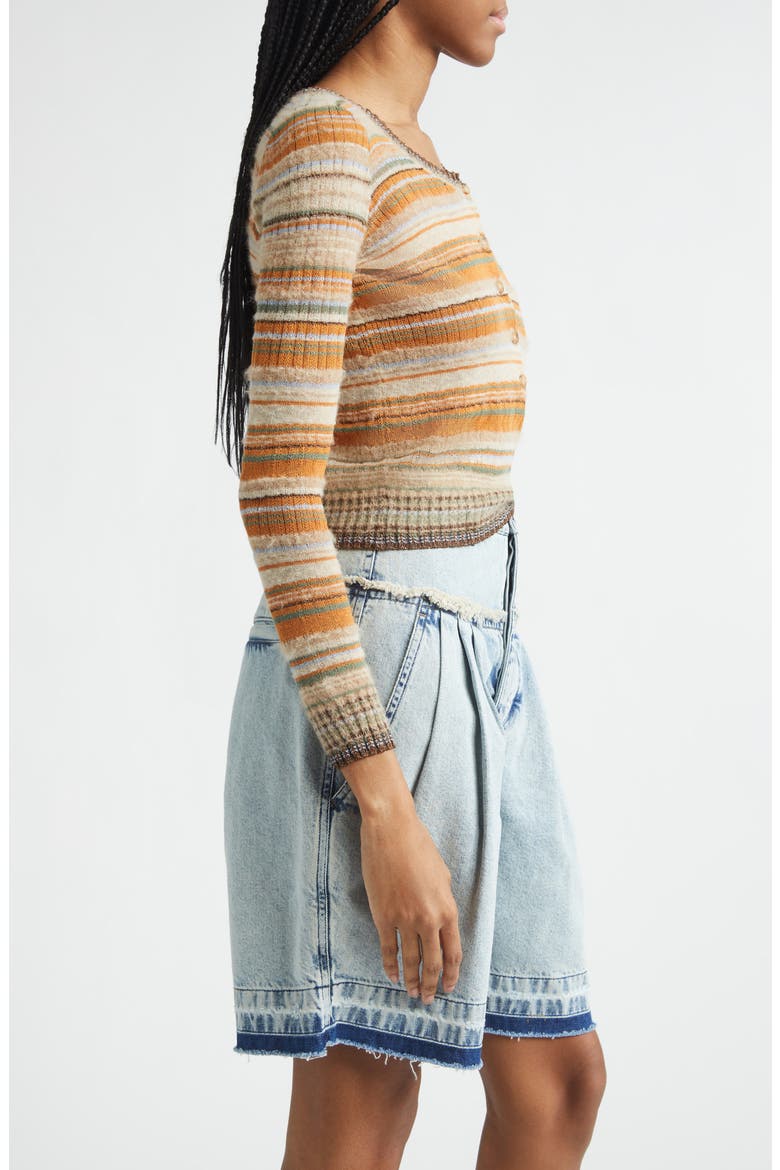 Frederica Striped Knit Sweater, Alternate, color, BEIGE
