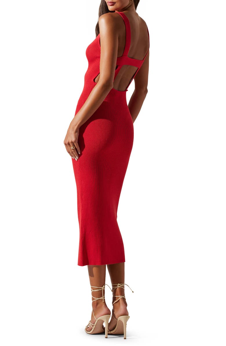 ASTR the Label Gracen Sleeveless Cutout Sweater Dress, Alternate, color, Red