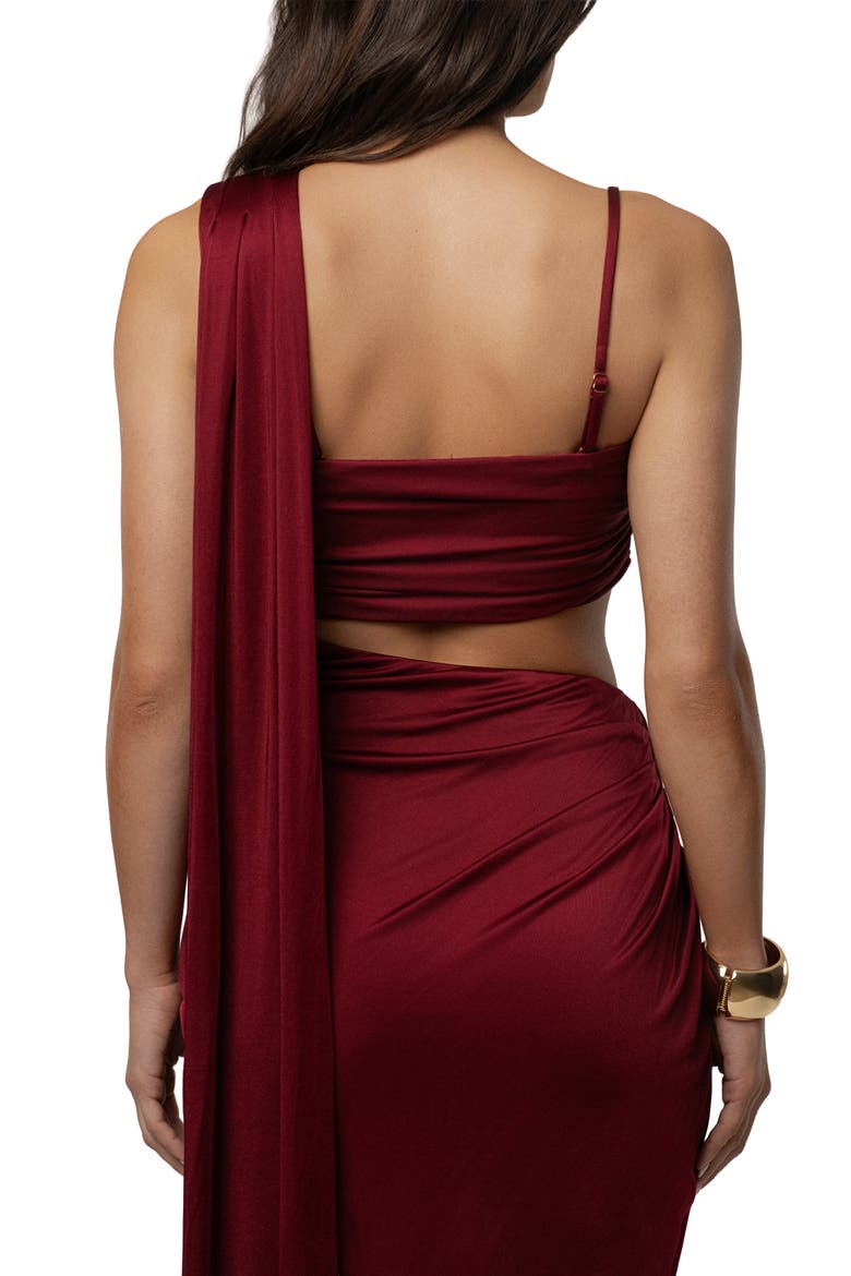 Love And Legacy Draped Dress, Alternate, color, Burgundy