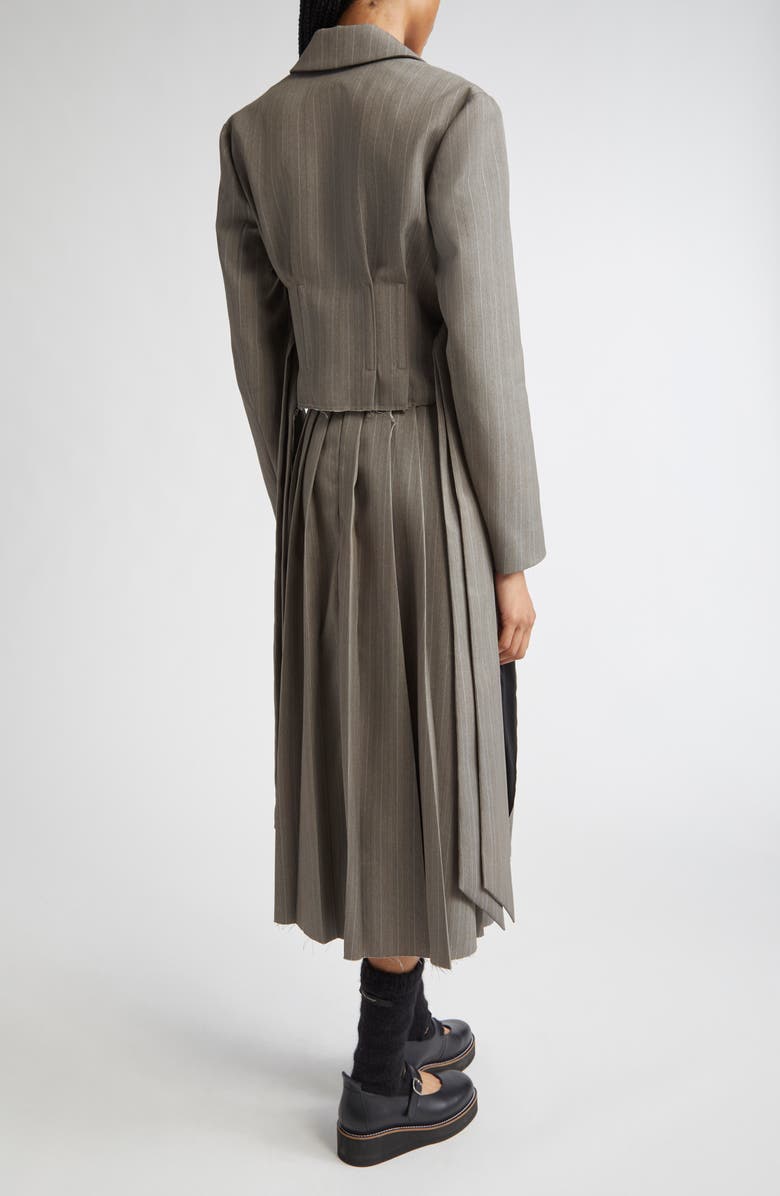 Meruert Tolegen Pleated Pinstripe Cutoff Suiting Jacket, Alternate, color, Grey