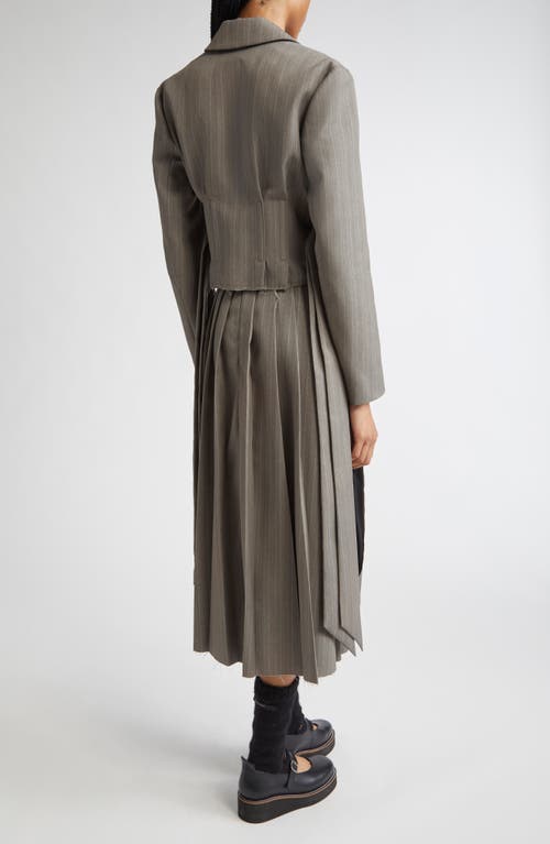 Meruert Tolegen Pleated Pinstripe Cutoff Suiting Jacket In Gray