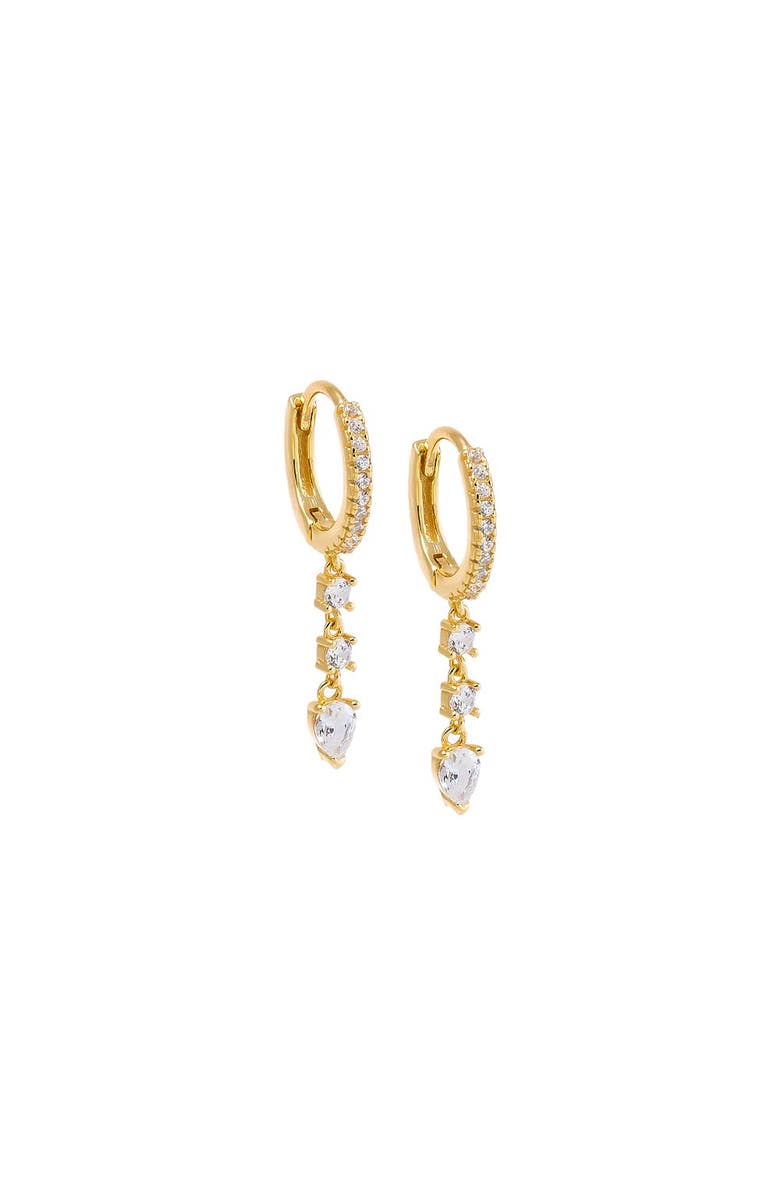 BY ADINA EDEN Triple Stone Dangling Drop Huggie Earring, Main, color, Gold
