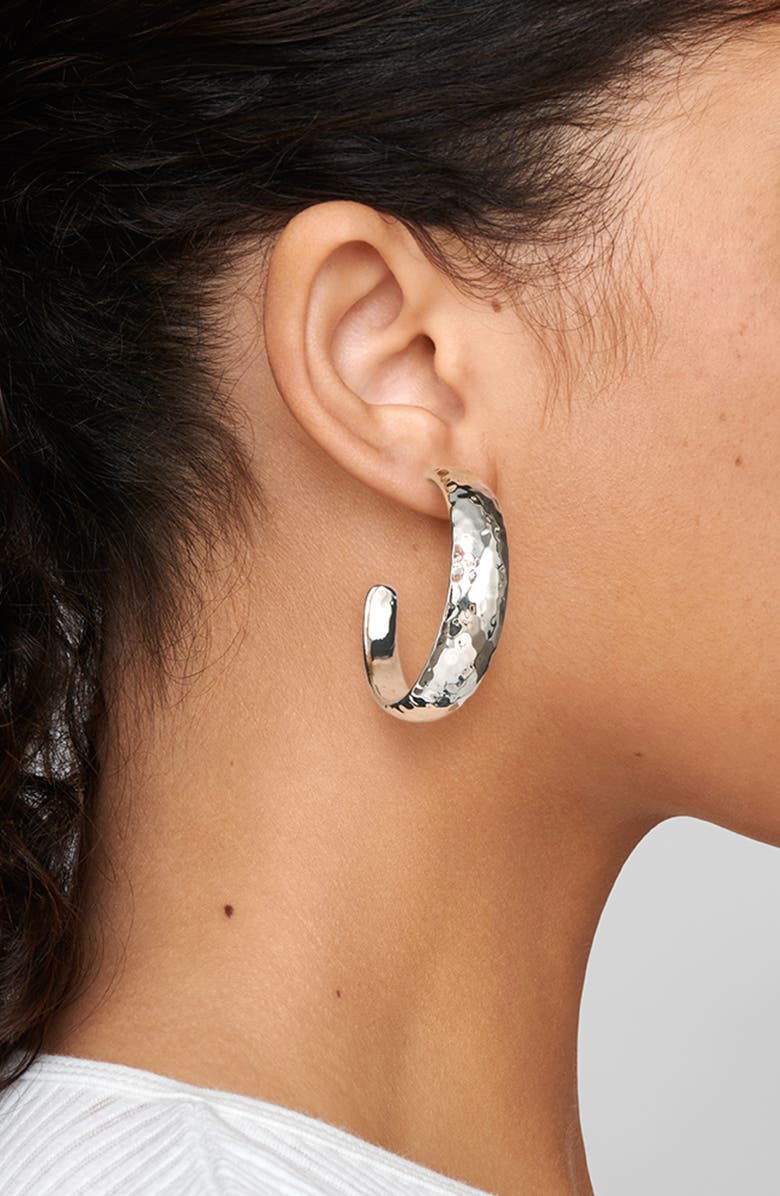 Ippolita Classico Hammered Hoop Earrings, Alternate, color, Silver