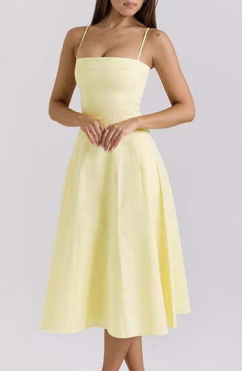 Dolly Seamed Stretch Cotton Twill Midi Sundress