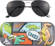 Capelli New York Kids' Aviator Sunglasses & Dinosaur Case Set