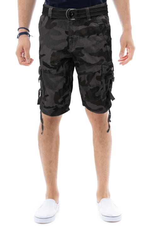Belted Snap Button Cargo Shorts