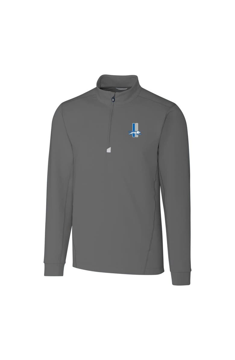 Cutter & Buck Men's Cutter & Buck Steel Detroit Lions Throwback Logo Traverse Stretch Quarter-Zip Big & Tall Pullover Top, Alternate, color, 