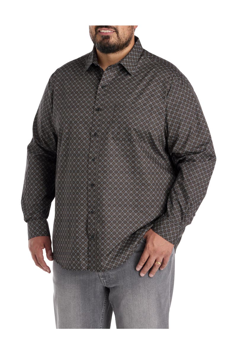 Synrgy by DXL Big & Tall Medallion Print Sport Shirt, Alternate, color, Black Multi