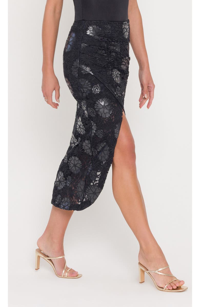 Generation Love Amanda Vegan Leather Guipure Skirt, Alternate, color, Black