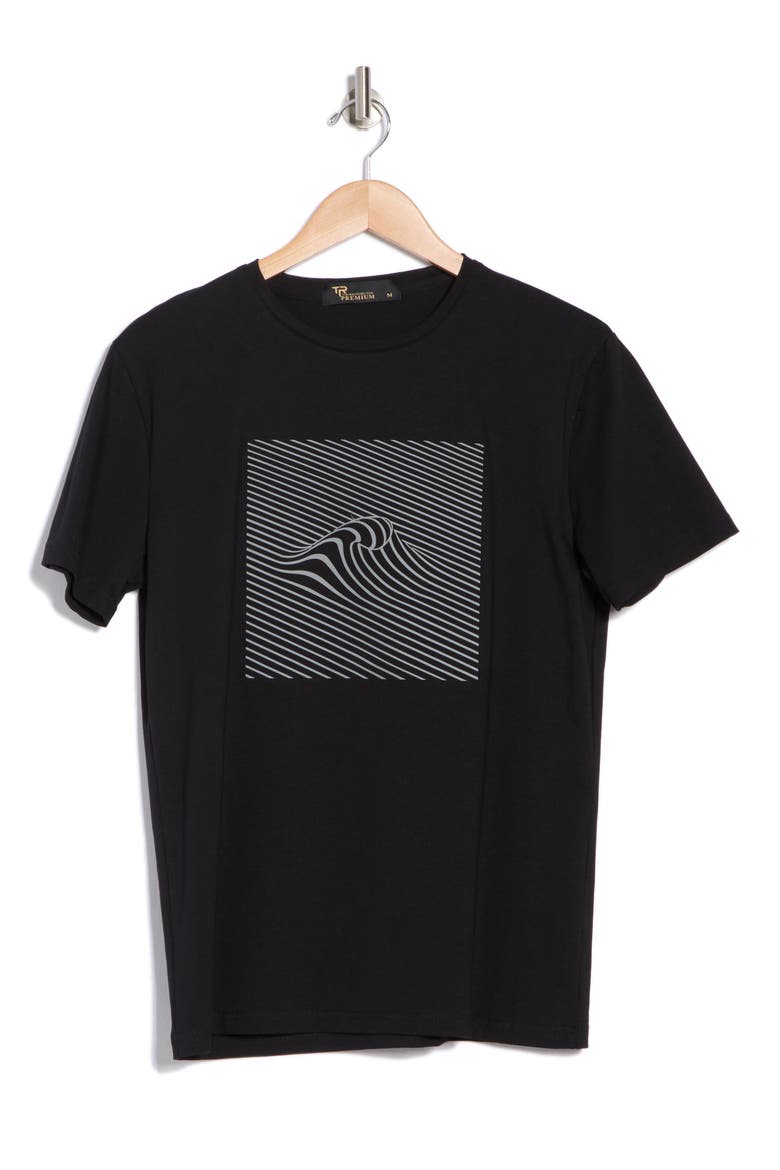 3D Abstract Stretch Cotton Graphic T-Shirt, Alternate, color, BLACK