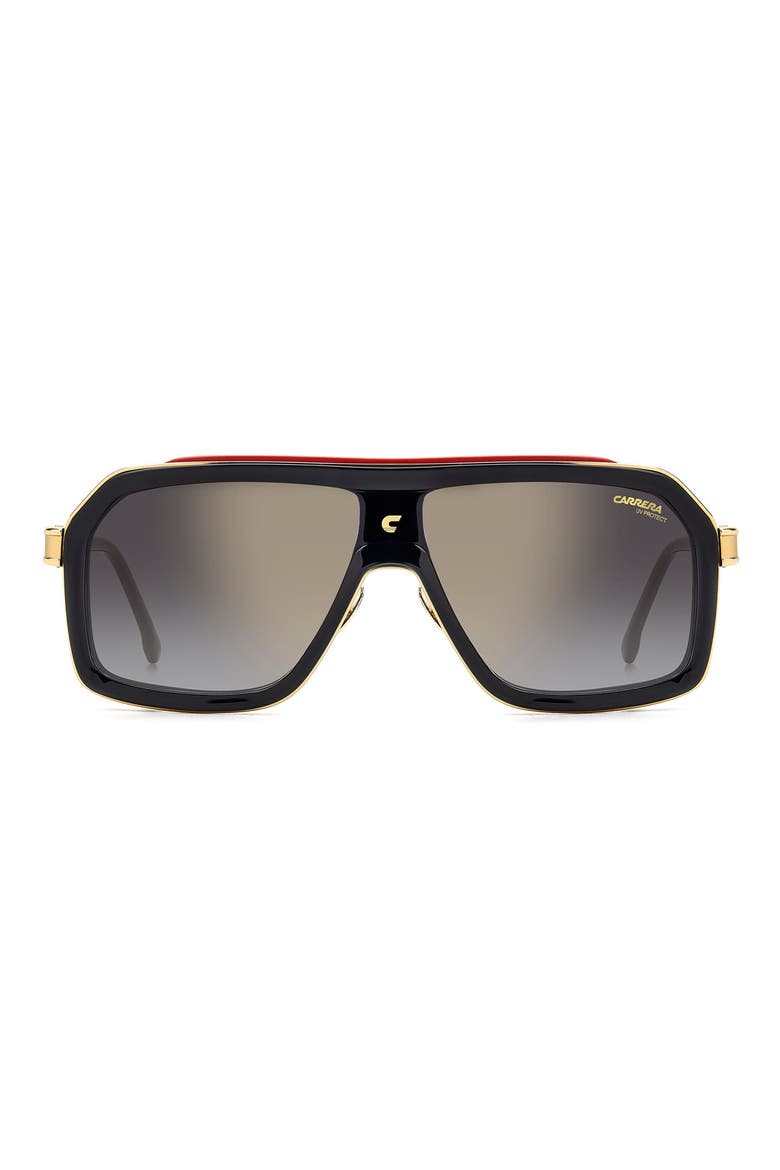 60mm Gradient Rectangular Sunglasses, Main, color, BLACK RED/ GREY