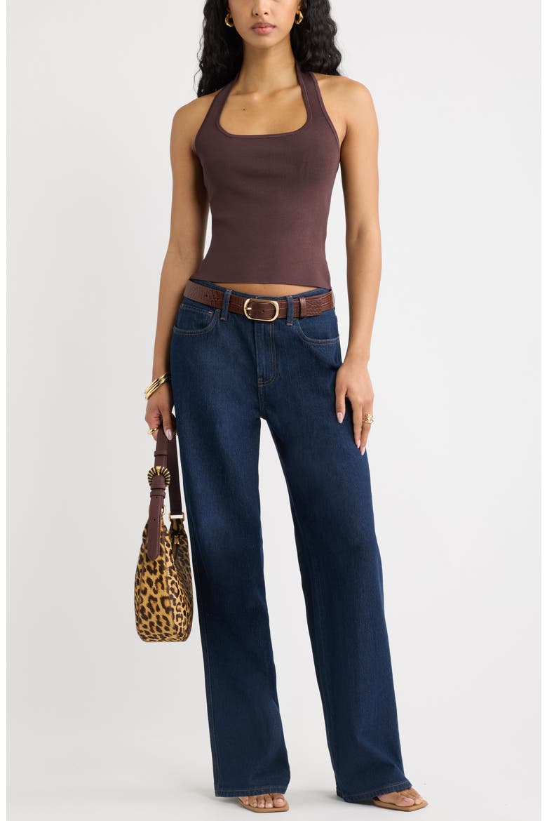 Sweater Halter Top, Alternate, color, BROWN SEAL