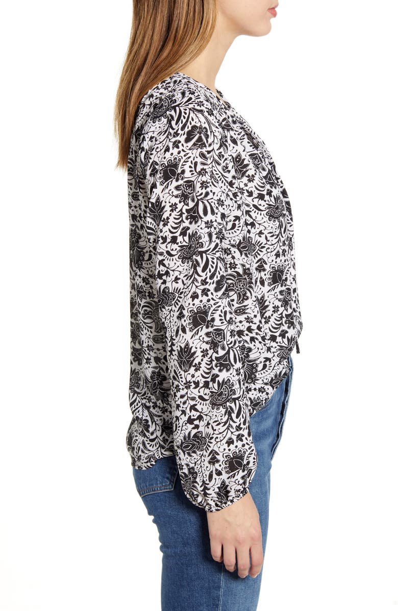 Bobeau Tie Neck Peasant Blouse, Alternate, color, 