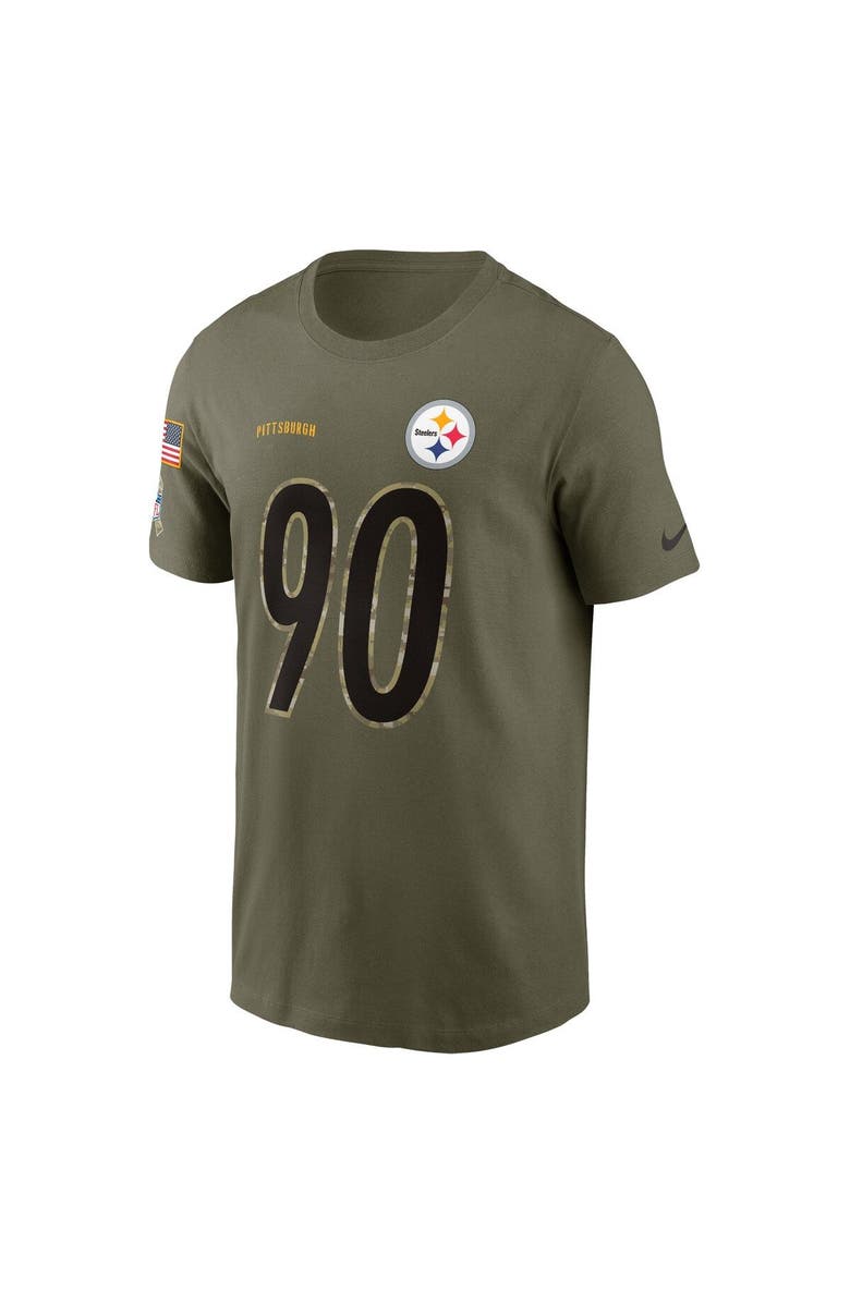Nike Men's Nike T.J. Watt Olive Pittsburgh Steelers 2022 Salute To Service Name & Number T-Shirt, Alternate, color, 