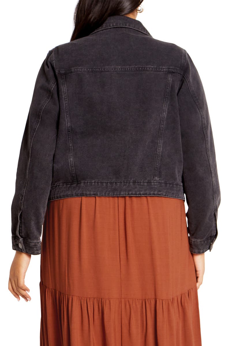 City Chic Kira Denim Jacket, Alternate, color, Dark Wash
