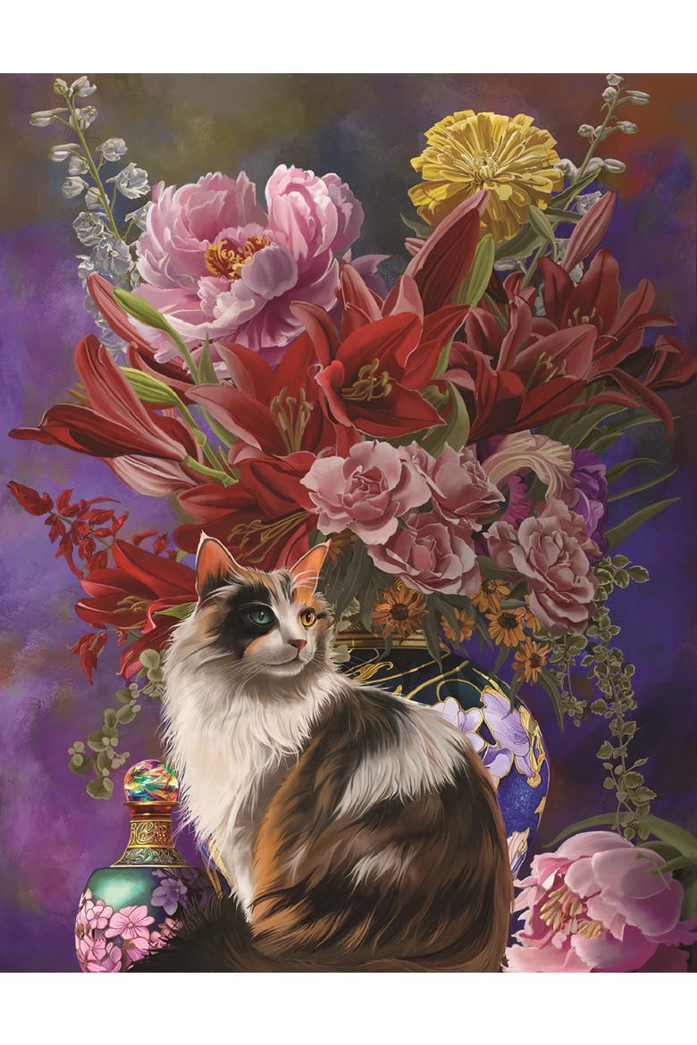 Cats and Flowers Four Chinoiserie 500 piece Jigsaw Puzzle for Adults Large Pieces, Alternate, color, Multicolor