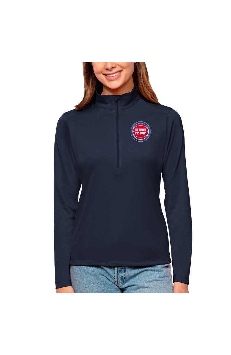 ANTIGUA Women's Antigua Navy Detroit Pistons Tribute Half-Zip Top, Main, color, 