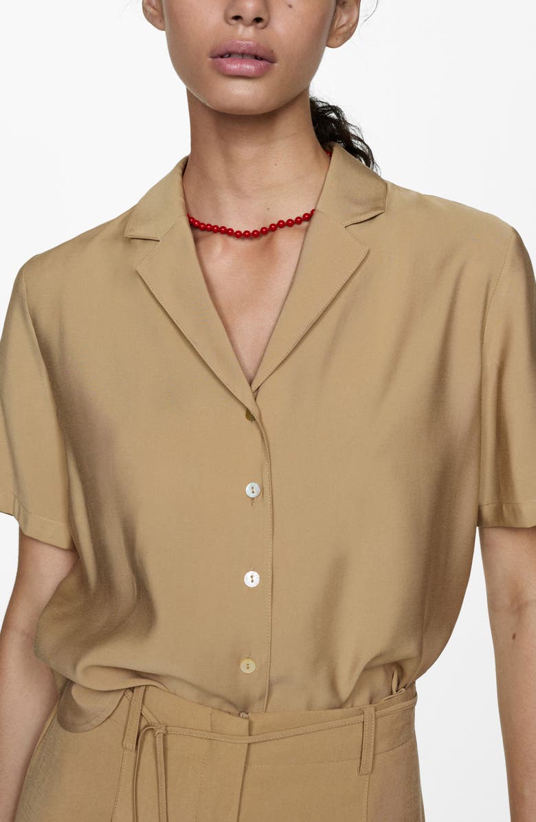 MANGO Short Sleeve Satin Camp Shirt, Alternate, color,