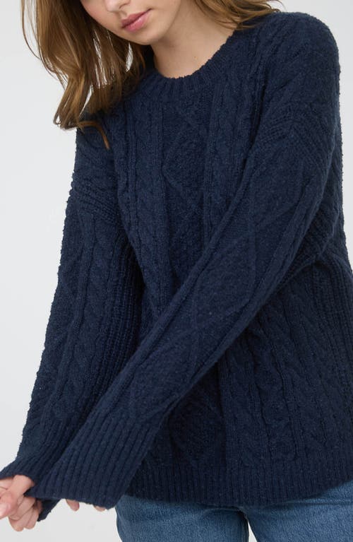 Blu Pepper Cable Stitch Crewneck Sweater In Blue