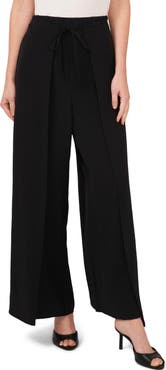 CeCe Tie Front Overlay Wide Leg Pants