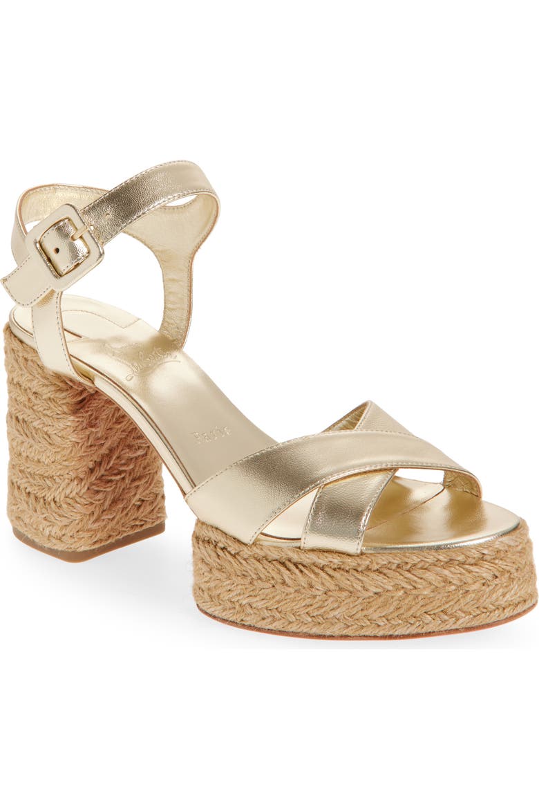 Christian Louboutin Calakala Metallic Leather Espadrille Platform Christian Louboutin Calakala Metallic Leather Espadrille Platform