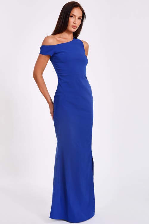 Quiz Bengaline Strap Off Shoulder Wrap Maxi Dress In Blue