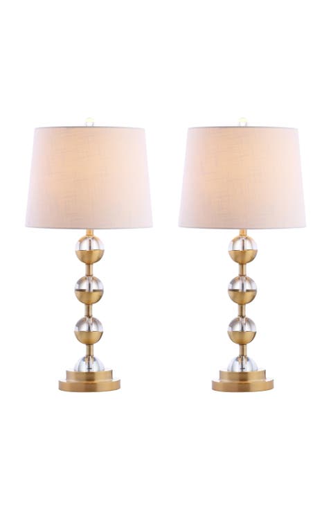 Avery 27.5" Crystal LED Table Lamp, Clear/Brass Gold (Set of 2)