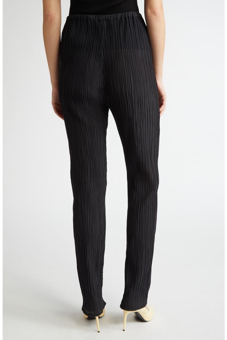 Parchment Pleated Cotton & Silk Pants, Alternate, color, BLACK