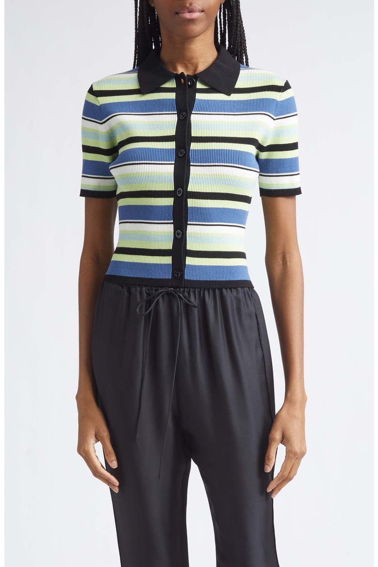 Shae Button Front Polo, Main, color, OCEAN/ KEYLIME MULTI