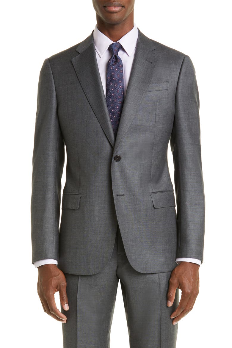 G-Line Grey Mélange Wool Suit, Alternate, color, GREY