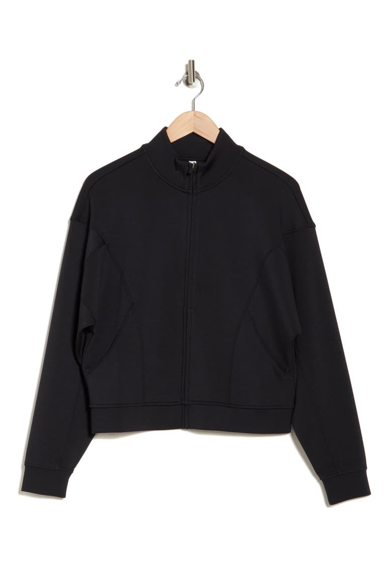 Whisper Scuba Knit Track Jacket, Alternate, color, BLACK