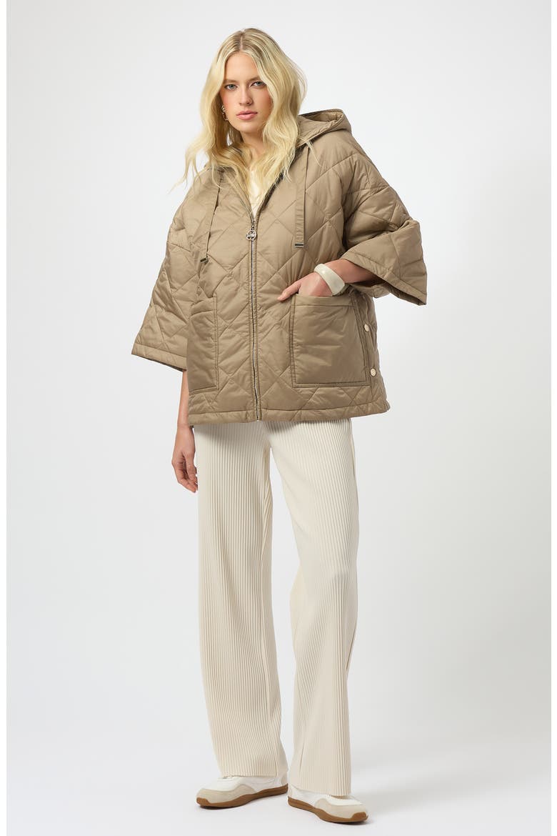 Diamond Quilted Zip Hooded Coat, Alternate, color, GOLD