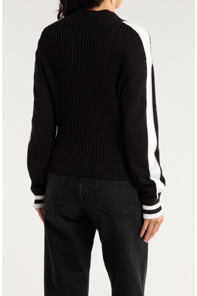 Stripe Detail Quarter Zip Pullover, Alternate, color, BLACK COMBO