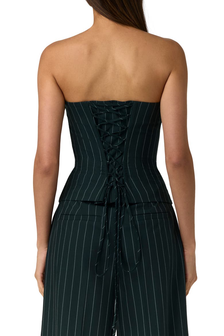 Pinstripe Strapless Bustier, Alternate, color, MIDNIGHT NAVY/ TEAL