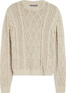 STOCKHOLM SURFBOARD CLUB Aran Cable Knit Cotton & Linen Sweater