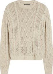 STOCKHOLM SURFBOARD CLUB Aran Cable Knit Cotton & Linen Sweater