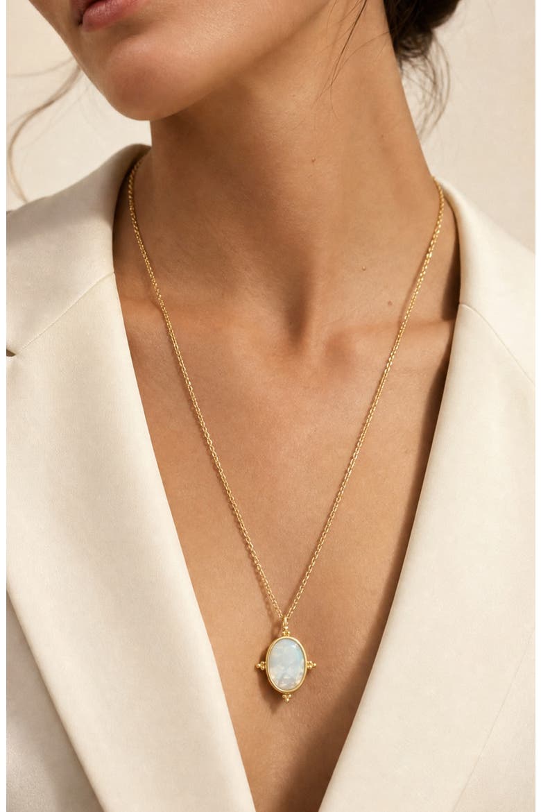 Mother of Pearl Oval Pendant Necklace, Alternate, color, GOLD