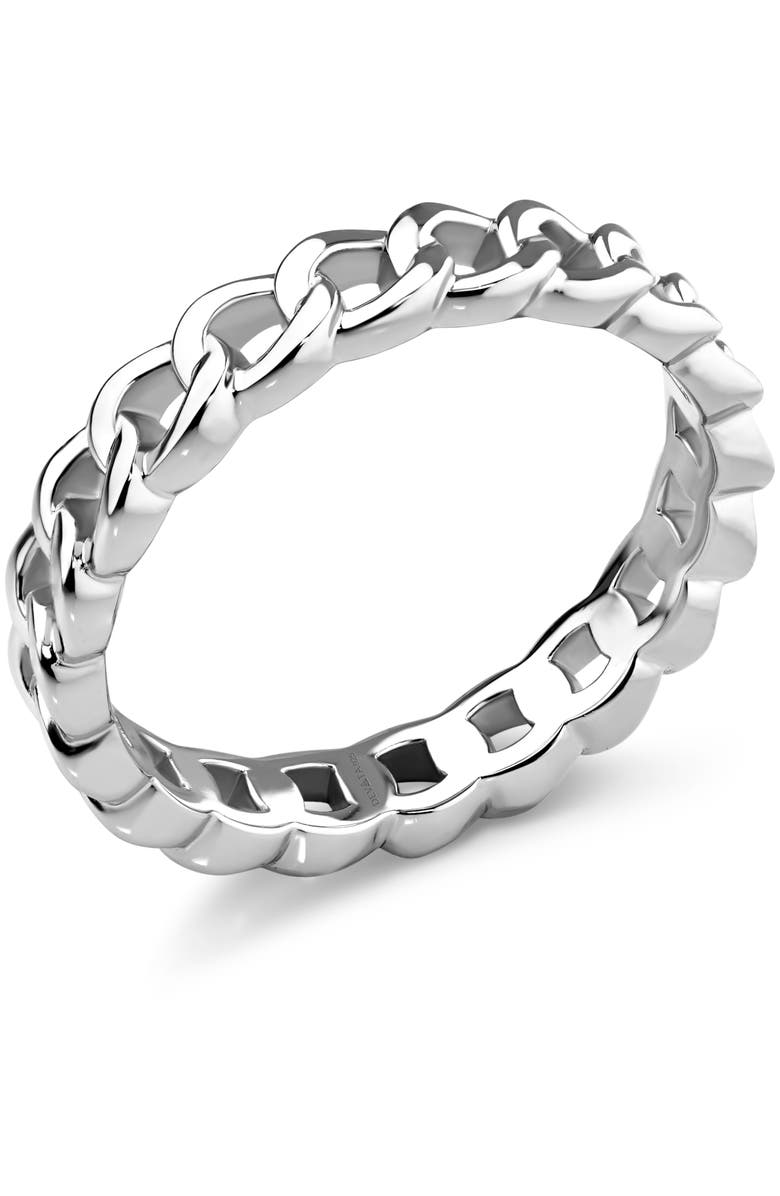 DEVATA Curb Link Ring in Rhodium Plated Sterling Silver, Alternate, color, Silver