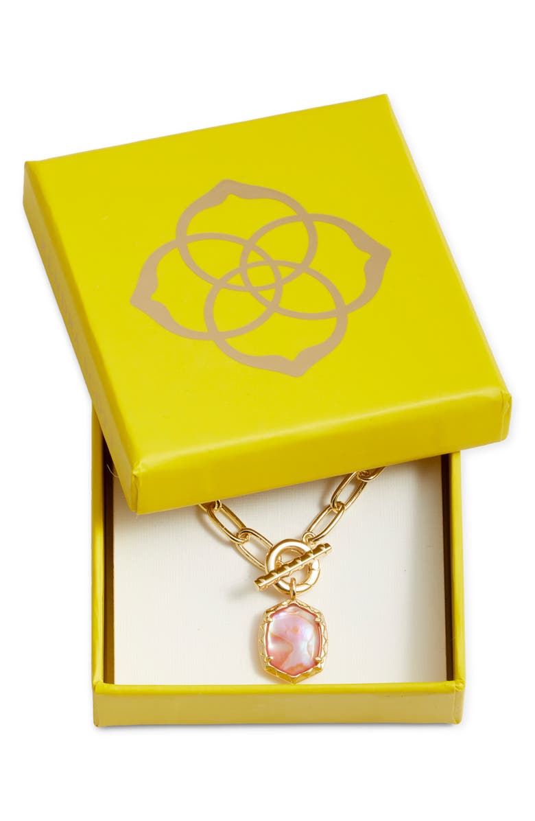 Kendra Scott Boxed Daphne Pendant Chain Necklace, Alternate, color, Gold Pink Abalone