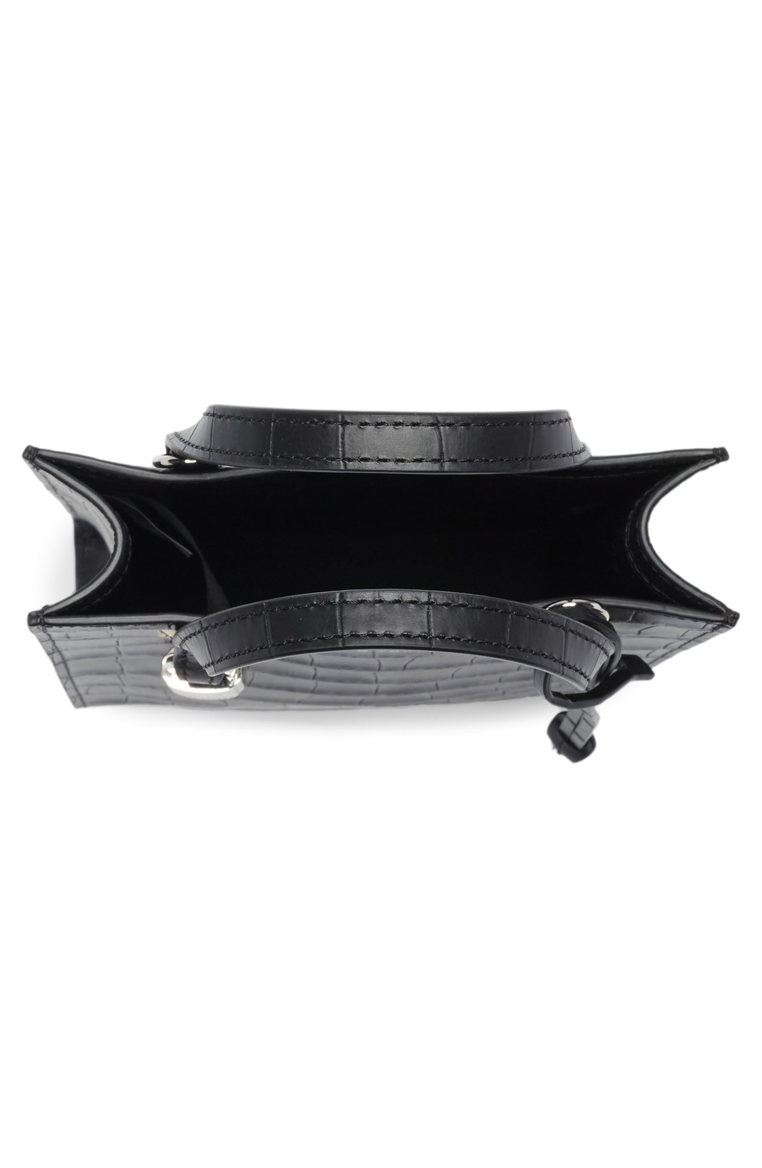 Marc Jacobs Micro Tote Croc Embossed Leather Crossbody Bag, Alternate, color, 