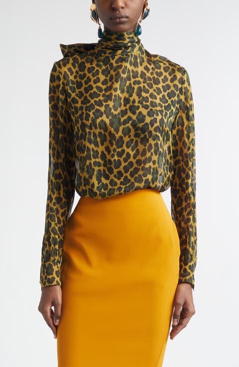 Leopard Print Silk Top