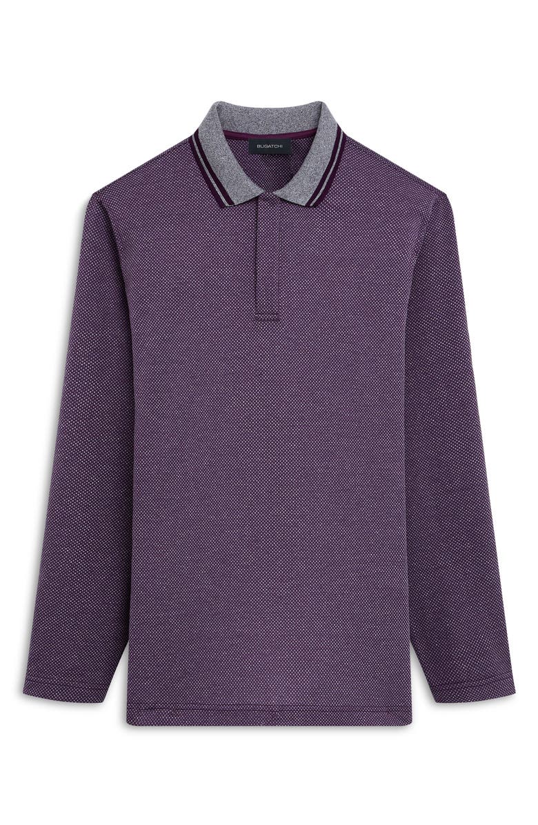 Bugatchi OoohCotton<sup>®</sup> Bird's Eye Long Sleeve Shirt, Alternate, color, Plum