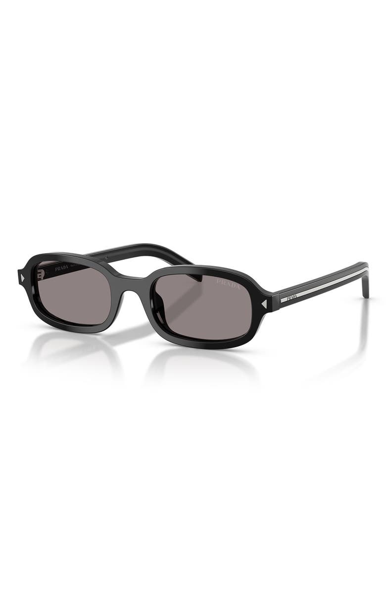 Prada 50mm Oval Sunglasses, Alternate, color, Black / Grey