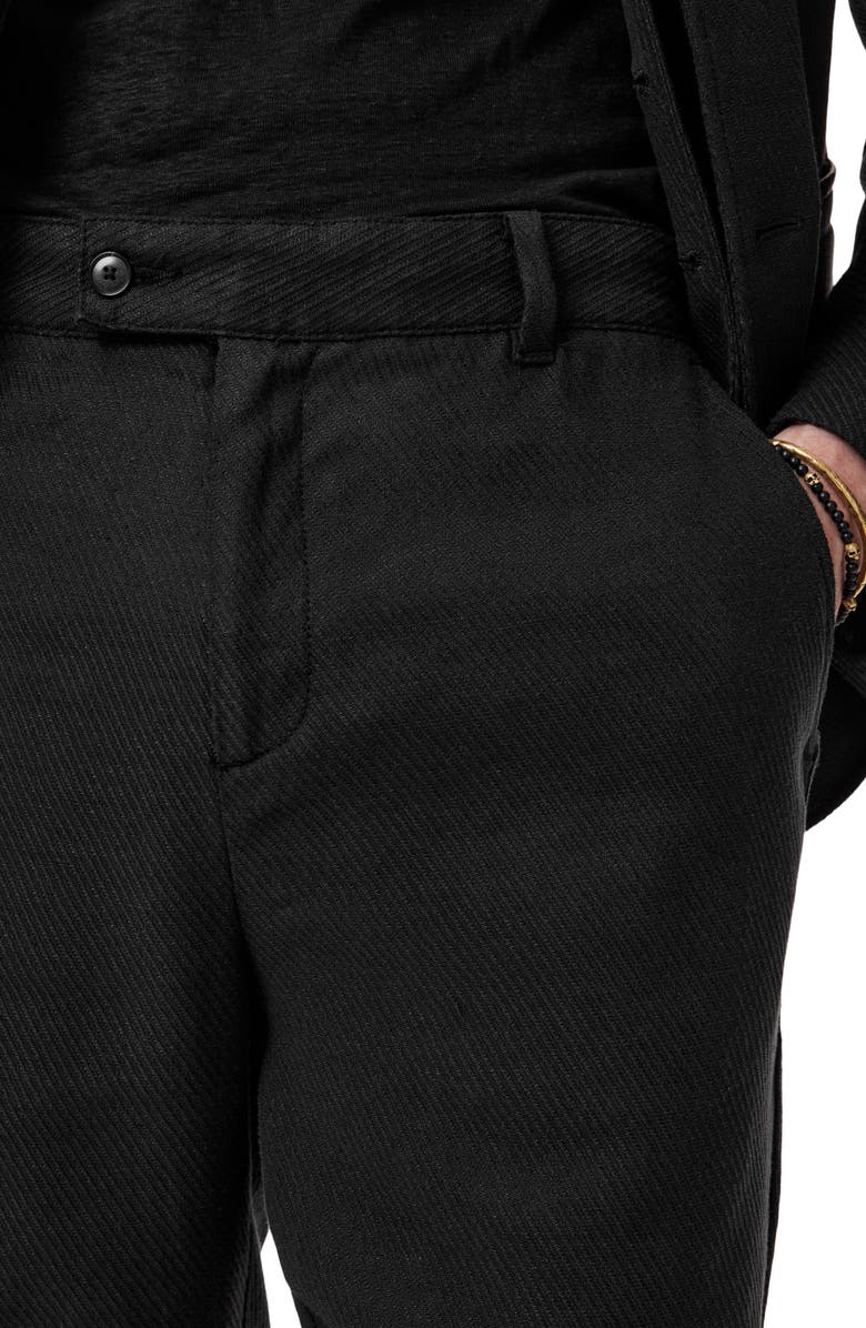 John Varvatos Duncan Regular Fit Flat Front Black Twill Pants, Alternate, color,