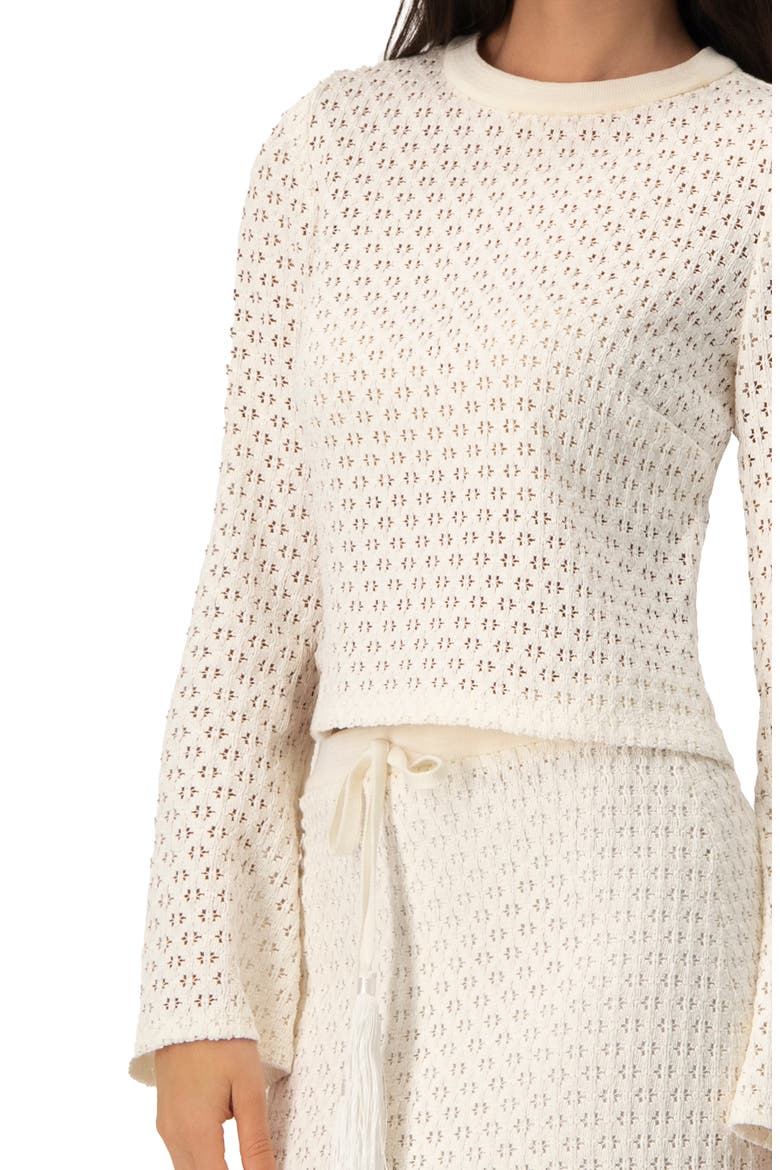 Textured Knit Top with Flared Sleeves, Alternate, color, Natural