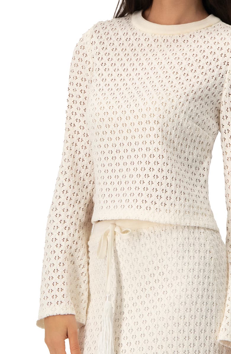 IVONNE Textured Knit Top with Flared Sleeves, Alternate, color, Natural