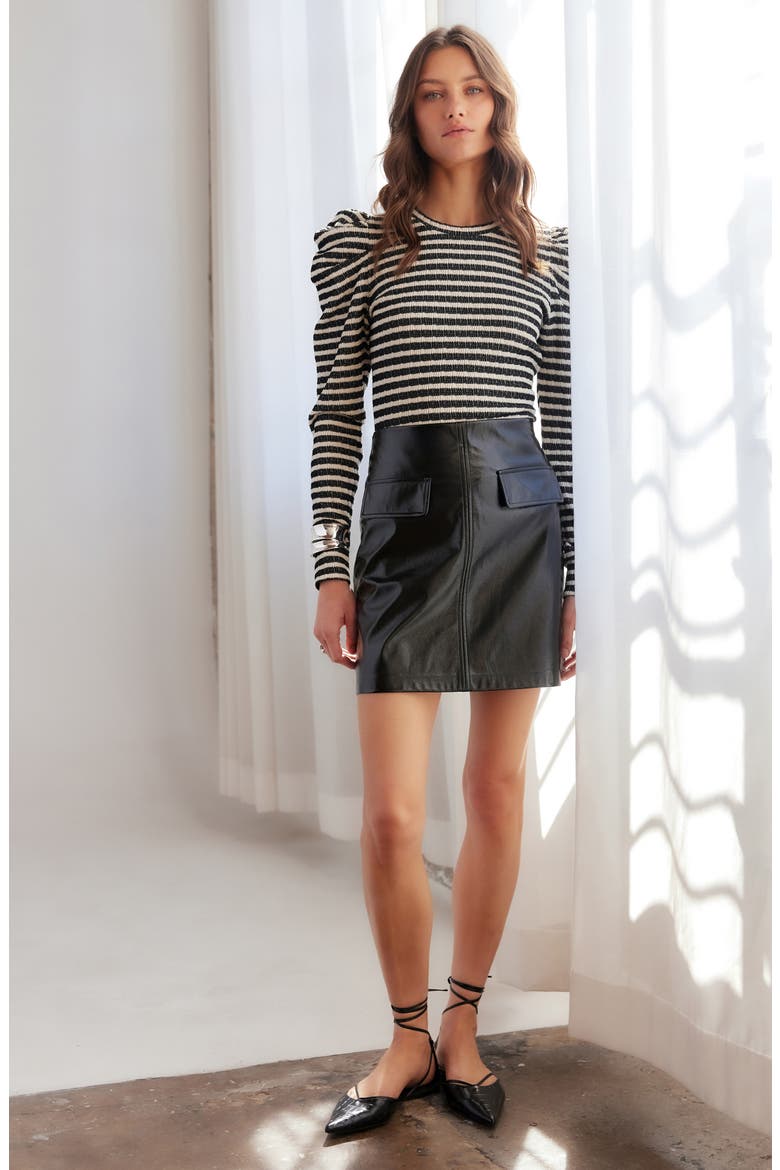 Britney Faux Leather Miniskirt, Alternate, color, BLACK