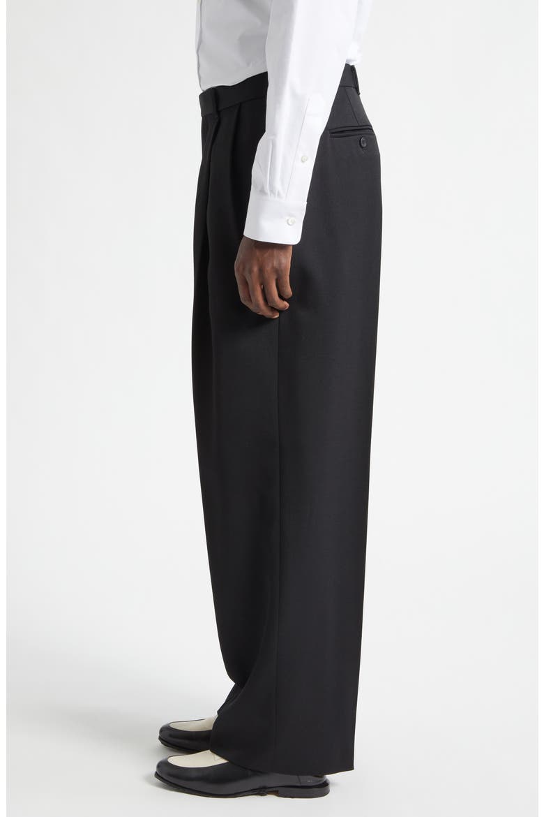 Pleated Cotton Pants, Alternate, color, BLACK
