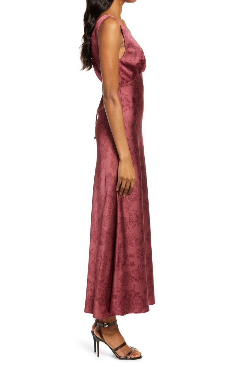 WAYF Rosetta V-Neck Satin Dress, Alternate, color, 