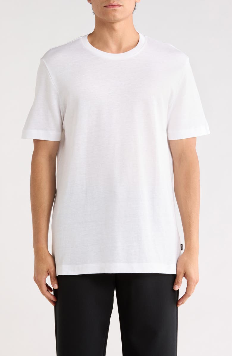 BOSS Thompson Cotton & Linen Blend Knit T-Shirt, Main, color, White